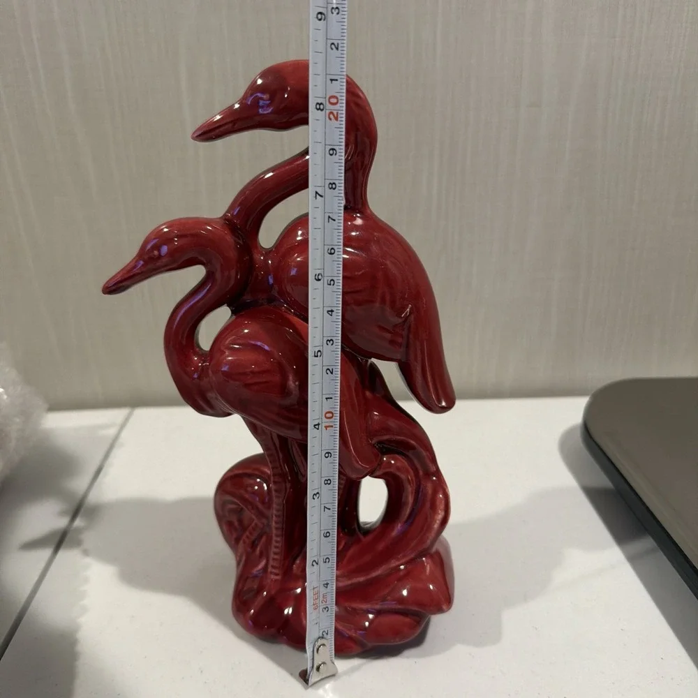 Vtg MCM Art deco Porcelain Double Flamingo‎ Figurine